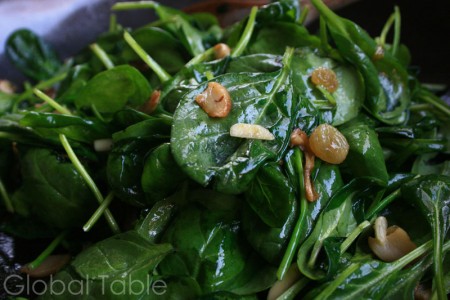 Warm spinach salad