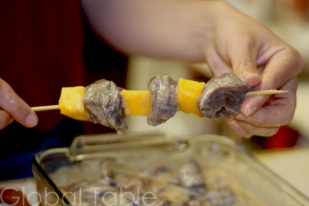 Don't overfill your skewers. Leave room for people to pick them up.