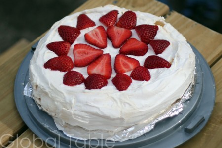 Crunchy meringue on the outside, soft as marshmallow on the inside. Pavlova is sweet and tasty.
