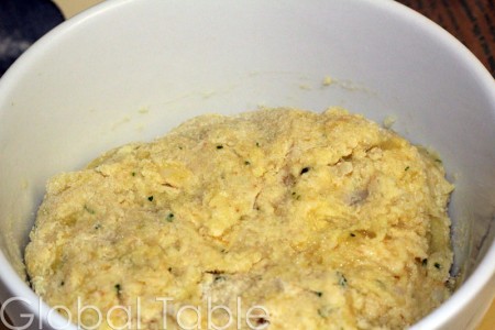 The shrimp mixture, ready to shape