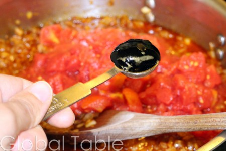 Adding the tamarind paste