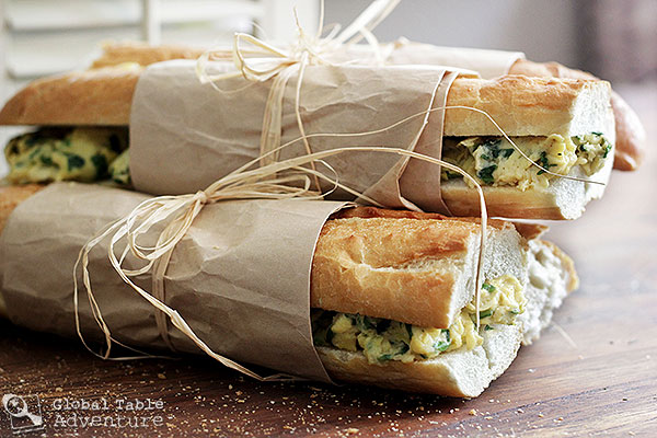 West African Toasted Baguette Sandwich With Spinach Scrambled Eggs Global Table Adventure