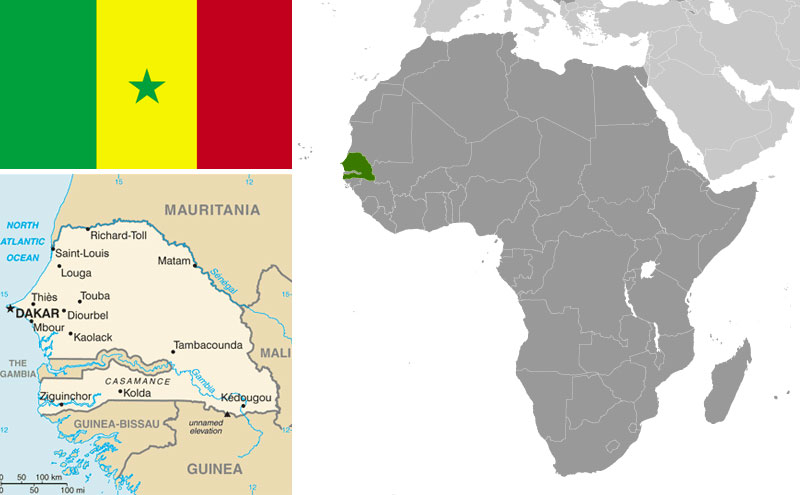Maps and Flag of Senegal courtesy of CIA World Factbook.