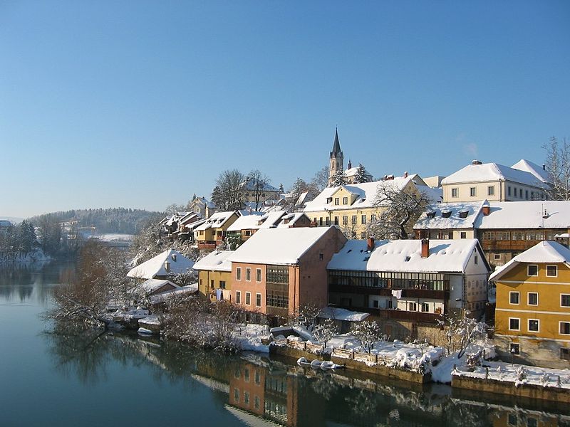 Breg, Novo mesto, Slovenia with Krka river. Photo by Andrej Jakobčič.