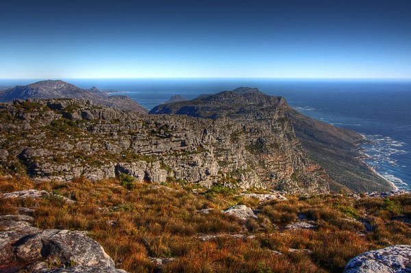 Wide-angle scenery from the top of Table Mountain in Cape Town, South Africa.  Photo by Nicolas Raymond.