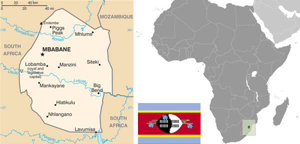 Swaziland maps & flag.