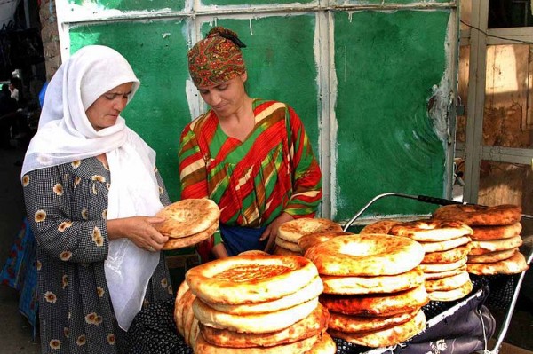 Naan in Tajikistan, photograph by Steve Evans.
