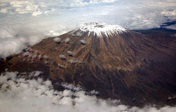Kilma'njaro, captured out the window of a flight from Dar es Salaam. Photo by Paul Schaffner.