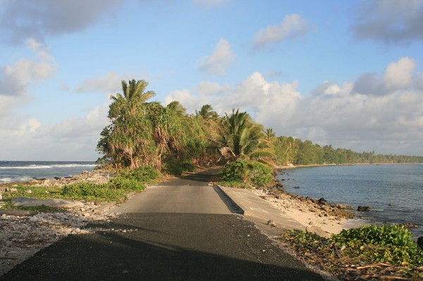 Funafuti in Tuvalu looking south. Photo by David Arfon Jones.
