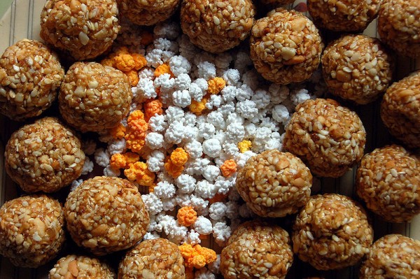 These 'tilguls', traditional marathi laddoos eaten on Makar Sankranti day. Photo by Saloni Desai.