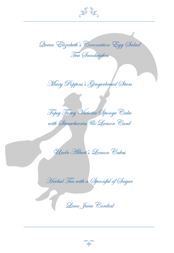 Official Mary Poppins Menu - Global Table Adventure